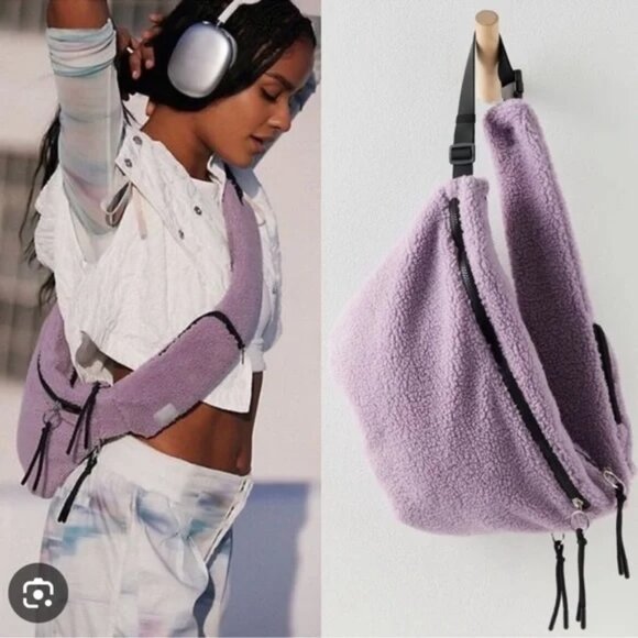 Free People FP Movement Overachiever Sherpa Sling Bag Lavender NWT - Picture 1 of 4